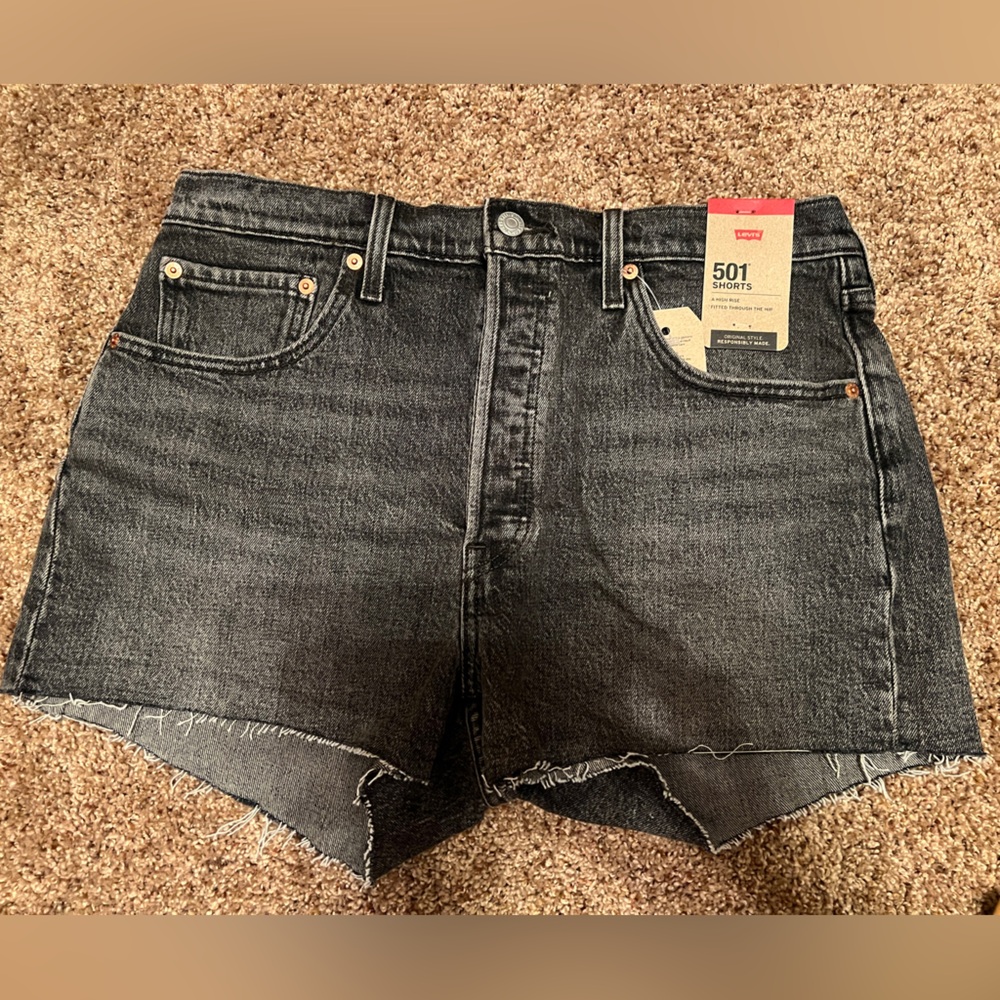 Levi's Charcoal 501 High-Rise Shorts